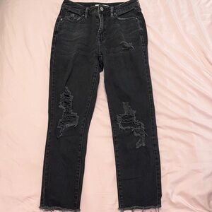 PacSun Black Distressed Straight Leg Jeans